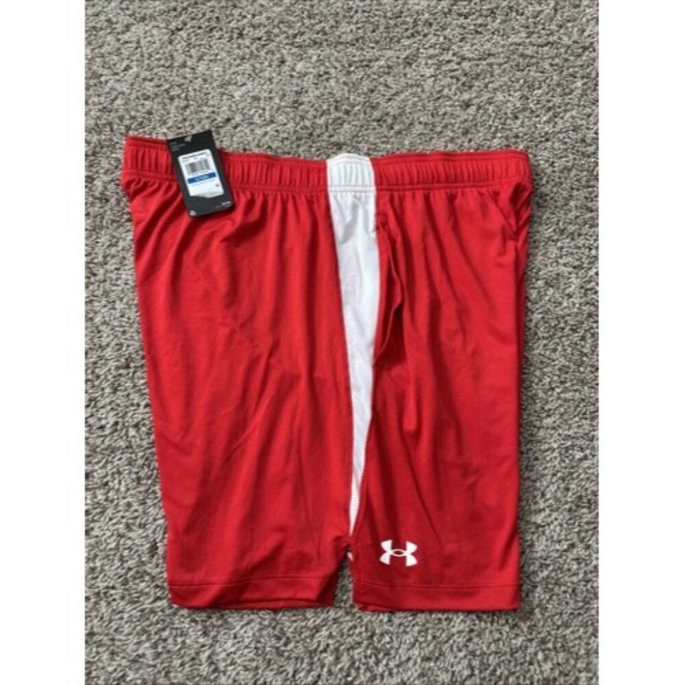 Under Armour Men's Tech Vent 6" Shorts Red White Pockets Active Size XL Stretch